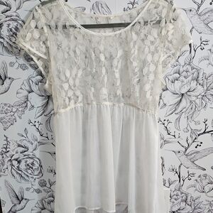 White Lace Babydoll Women's Top